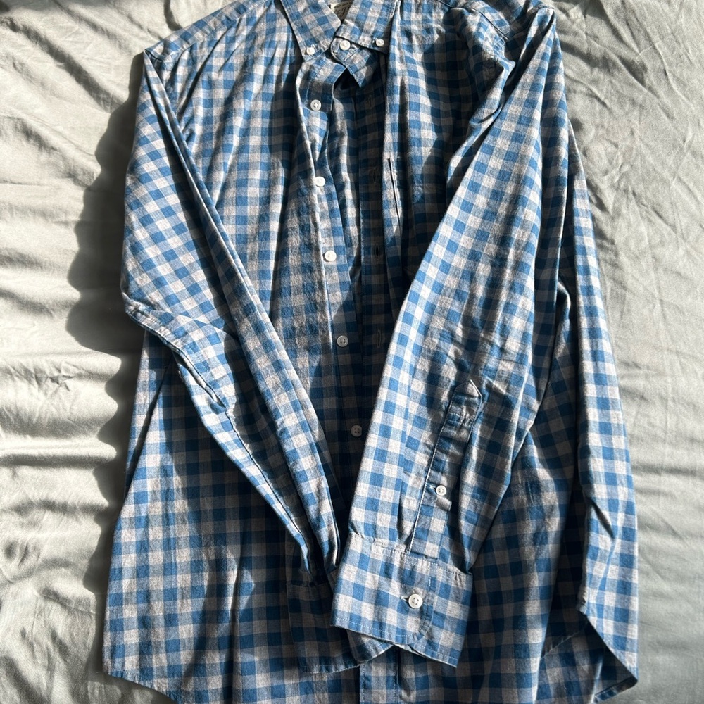J. Crew Blue and White Plaid Men's Shirt